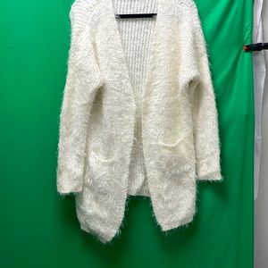 Sweater open, pockets angora cream